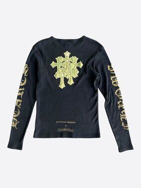 Chrome Hearts Black & Yellow Cross Patch Thermal Longsleeve T-Shirt